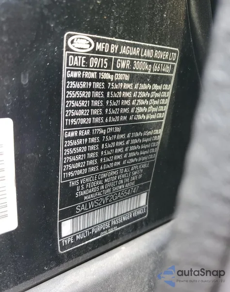 2016 Land Rover Range Rover Sport Hst from USA, damaged, VIN SALWS2VF2GA554747